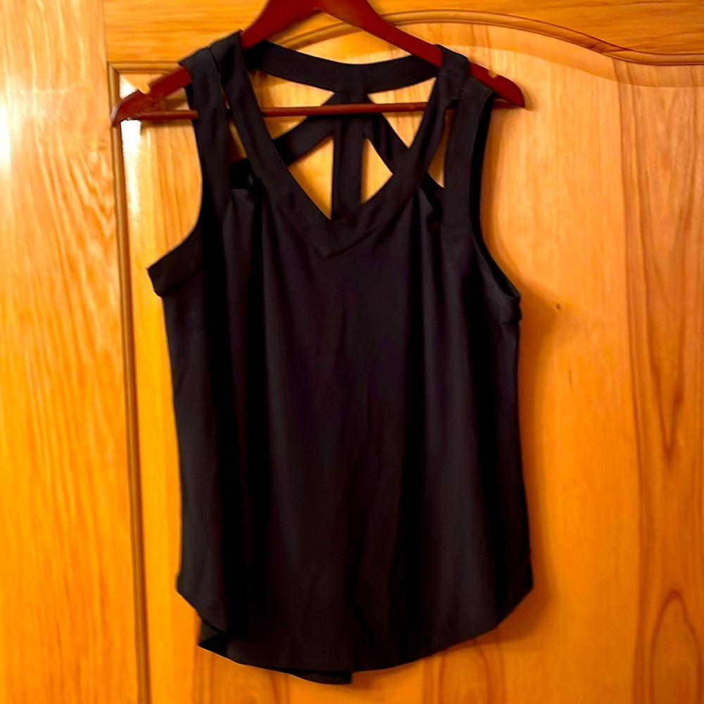 AUW brand black strappy shirt